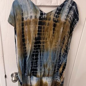 Tie-Dye Women's Top - Blue and Brown
